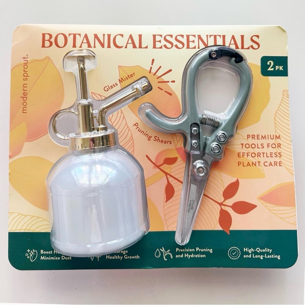 Modern Sprout Botanical Kit-Carbon Steel Pruning Shears & 8oz Plant Mister, NEW